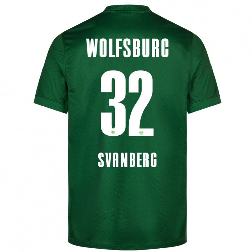 Danxen Enfant Maillot Mattias Svanberg #32 Vert Blanc Tenues Domicile 2025/26 T-Shirt