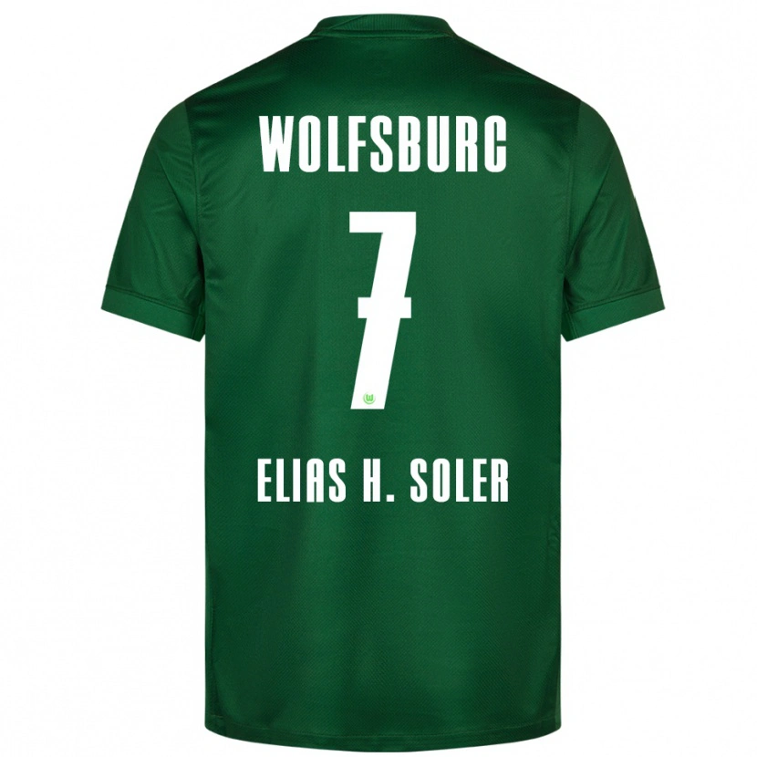 Danxen Enfant Maillot Elias Hernandez Soler #7 Vert Blanc Tenues Domicile 2025/26 T-Shirt