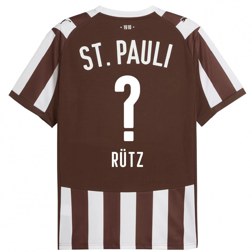Danxen Enfant Maillot Martin Rütz #0 Café Blanc Tenues Domicile 2025/26 T-Shirt