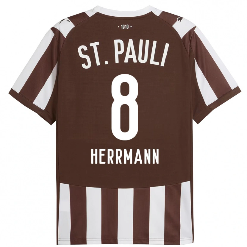Danxen Enfant Maillot Max Herrmann #8 Café Blanc Tenues Domicile 2025/26 T-Shirt