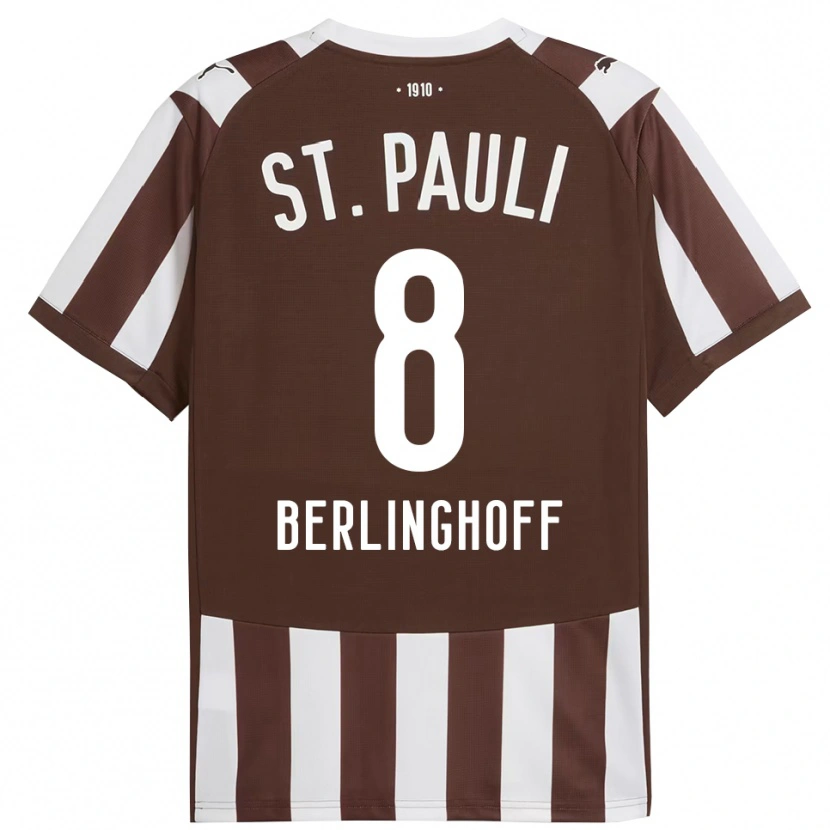 Danxen Enfant Maillot Marlene Berlinghoff #8 Café Blanc Tenues Domicile 2025/26 T-Shirt