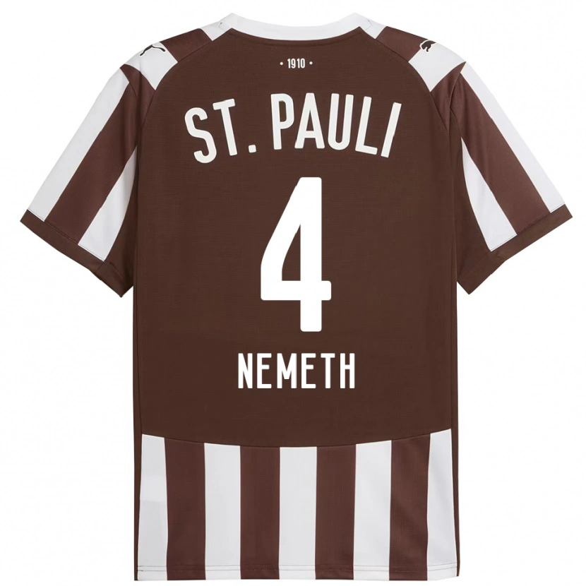 Danxen Enfant Maillot David Nemeth #4 Café Blanc Tenues Domicile 2025/26 T-Shirt