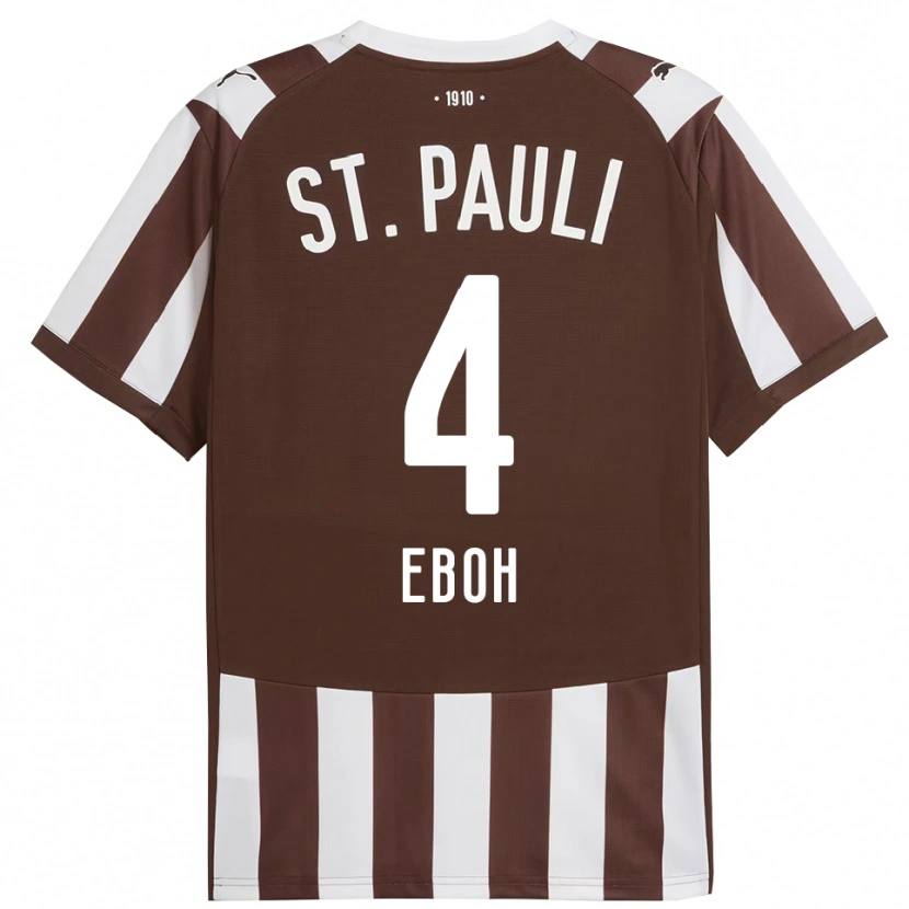 Danxen Enfant Maillot Emmanuel Eboh #4 Café Blanc Tenues Domicile 2025/26 T-Shirt