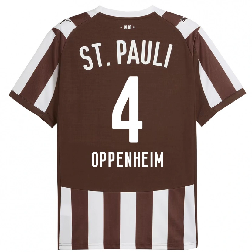 Danxen Enfant Maillot Merle Oppenheim #4 Café Blanc Tenues Domicile 2025/26 T-Shirt