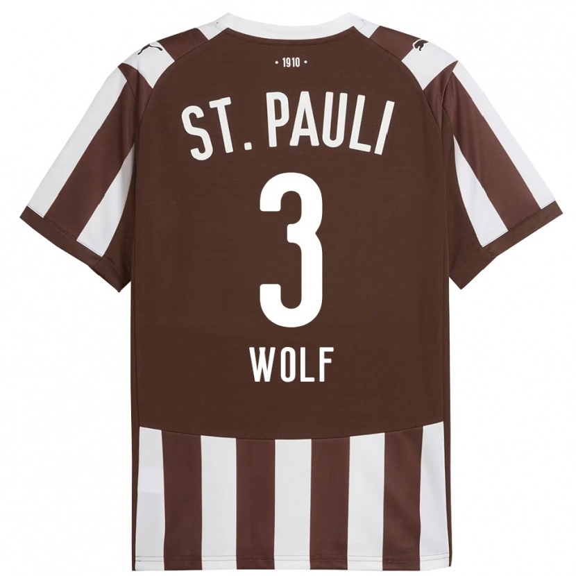 Danxen Enfant Maillot Raphael Wolf #3 Café Blanc Tenues Domicile 2025/26 T-Shirt