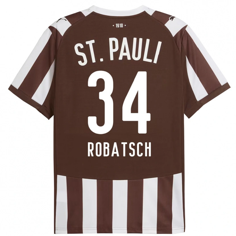 Danxen Enfant Maillot Jannik Robatsch #34 Café Blanc Tenues Domicile 2025/26 T-Shirt