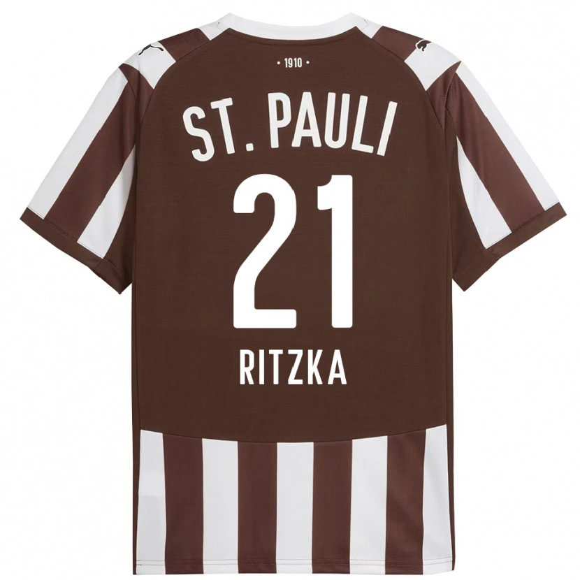 Danxen Enfant Maillot Lars Ritzka #21 Café Blanc Tenues Domicile 2025/26 T-Shirt