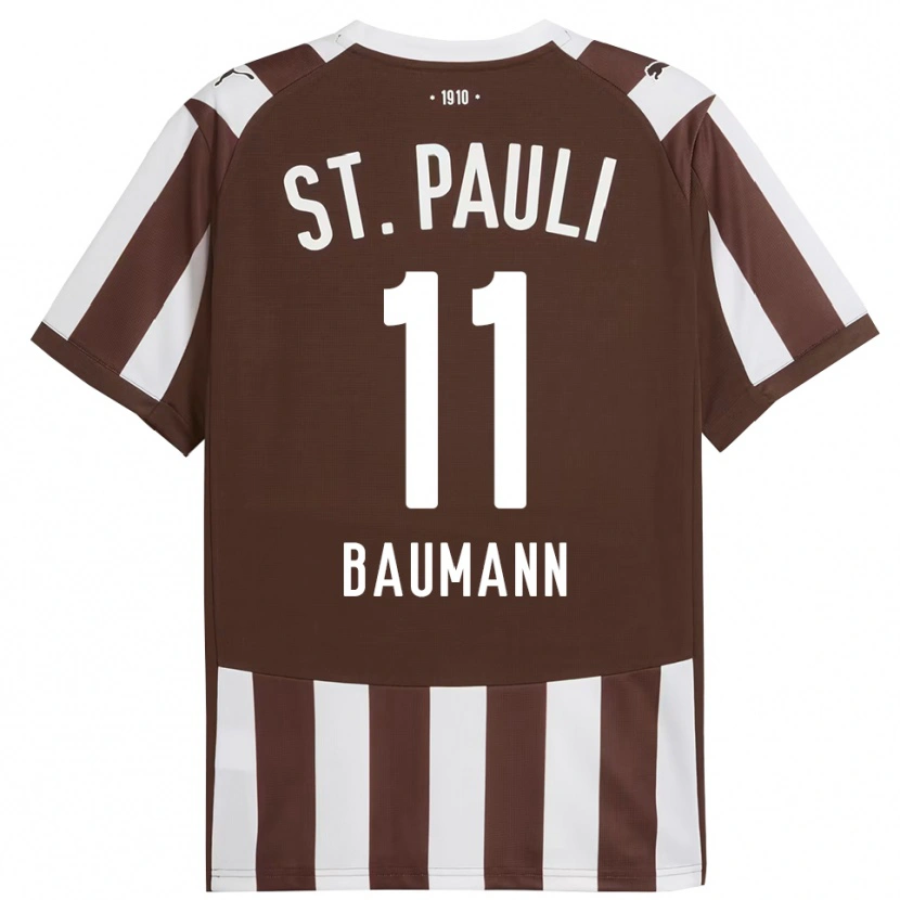 Danxen Enfant Maillot Malte Baumann #11 Café Blanc Tenues Domicile 2025/26 T-Shirt