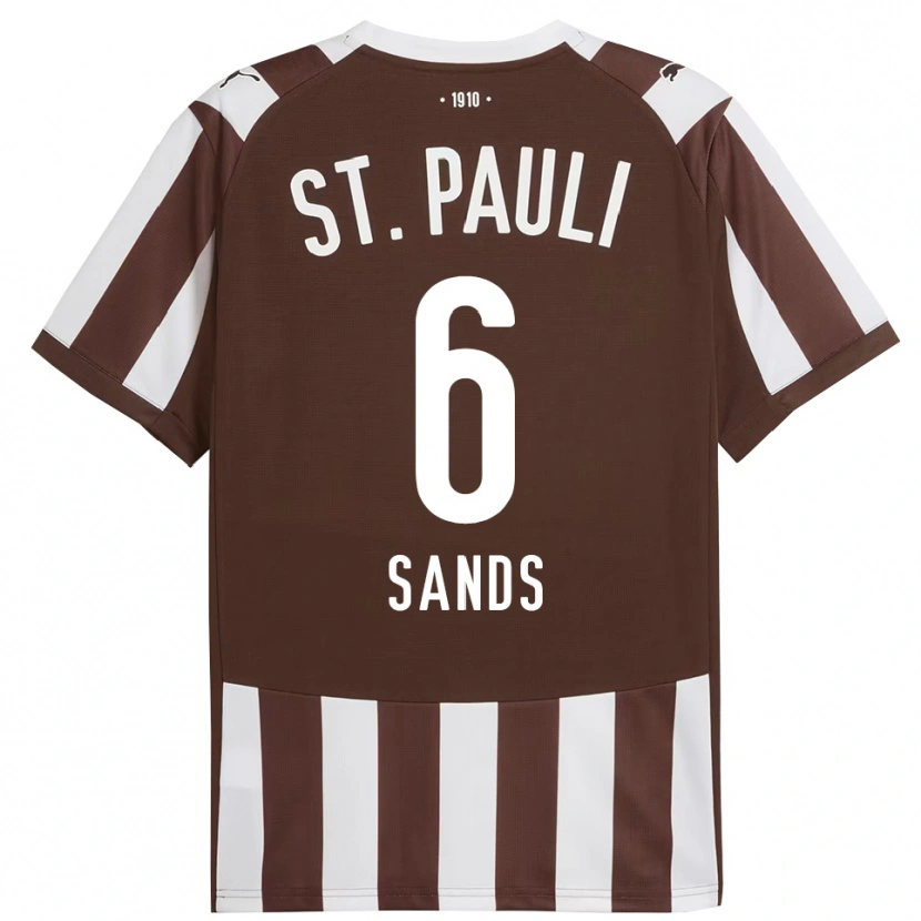 Danxen Enfant Maillot James Sands #6 Café Blanc Tenues Domicile 2025/26 T-Shirt
