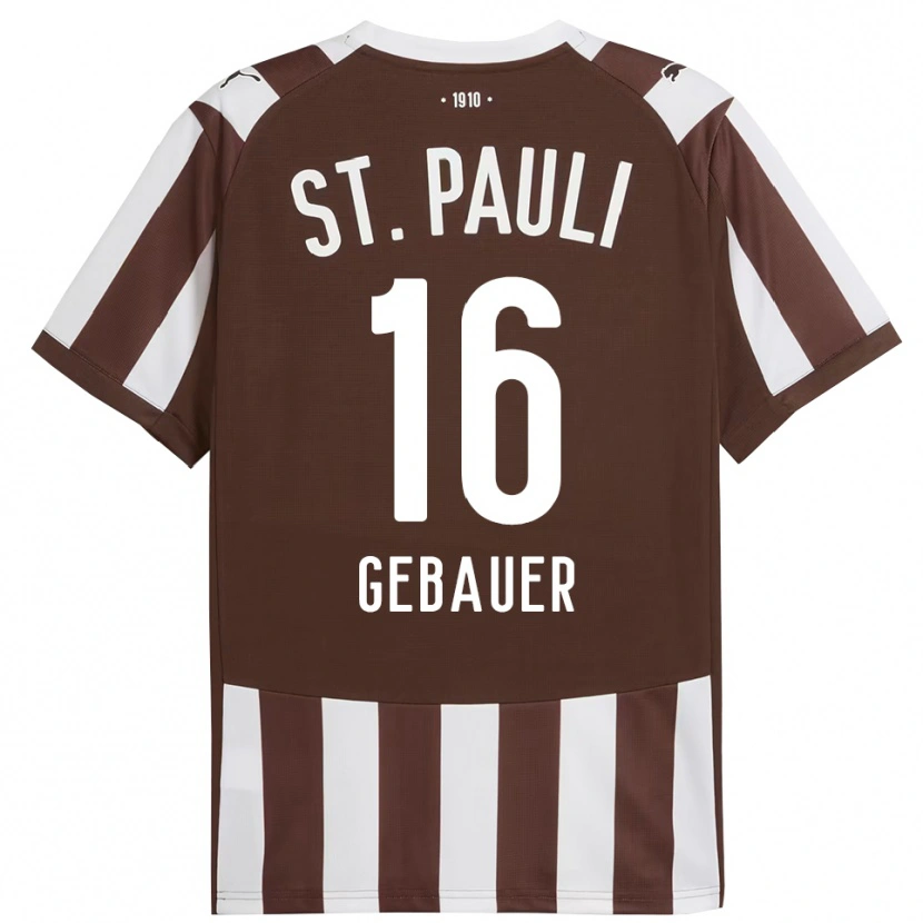 Danxen Enfant Maillot Florian Gebauer #16 Café Blanc Tenues Domicile 2025/26 T-Shirt