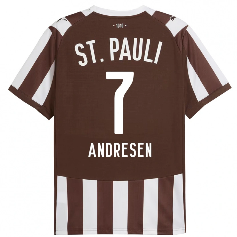 Danxen Enfant Maillot Jan Andresen #7 Café Blanc Tenues Domicile 2025/26 T-Shirt
