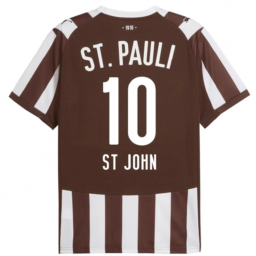 Danxen Enfant Maillot Rawley St. John #10 Café Blanc Tenues Domicile 2025/26 T-Shirt