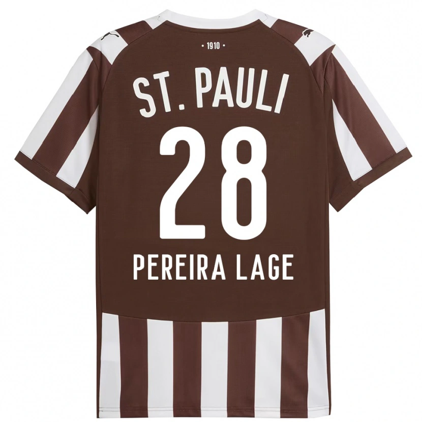 Danxen Enfant Maillot Mathias Pereira Lage #28 Café Blanc Tenues Domicile 2025/26 T-Shirt