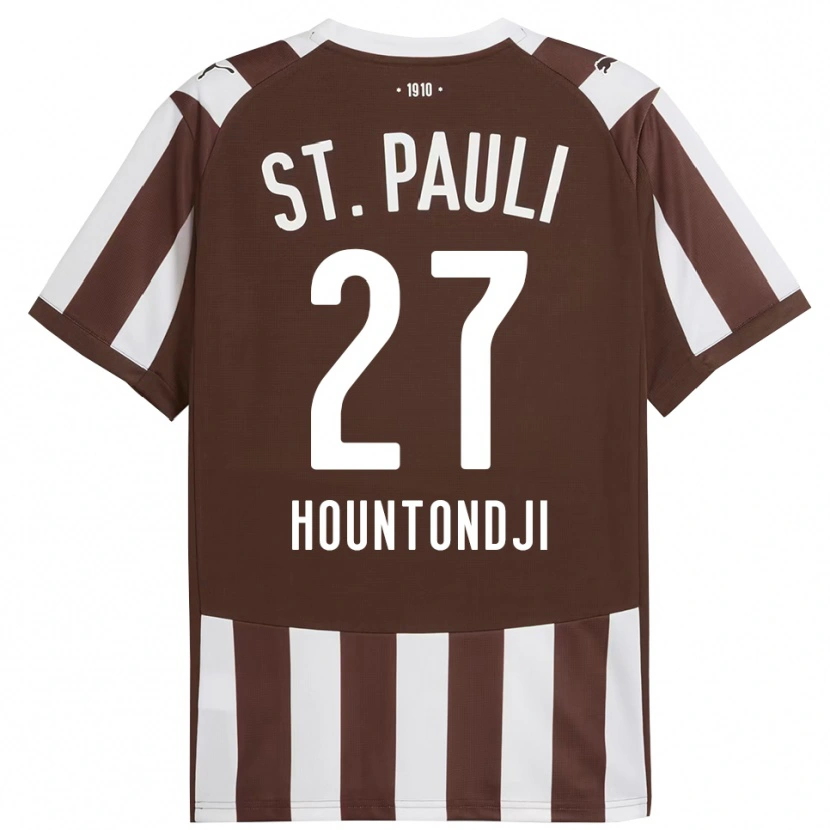 Danxen Enfant Maillot Andréas Hountondji #27 Café Blanc Tenues Domicile 2025/26 T-Shirt