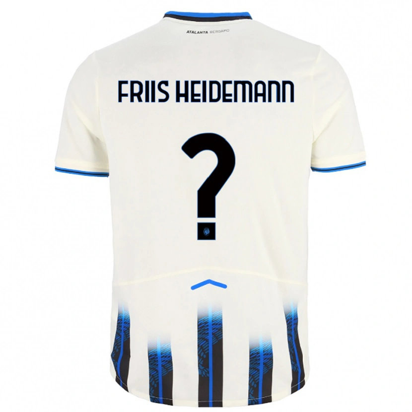 Danxen Enfant Maillot Lukas Friis Heidemann #0 Blanc Bleu Tenues Extérieur 2025/26 T-Shirt