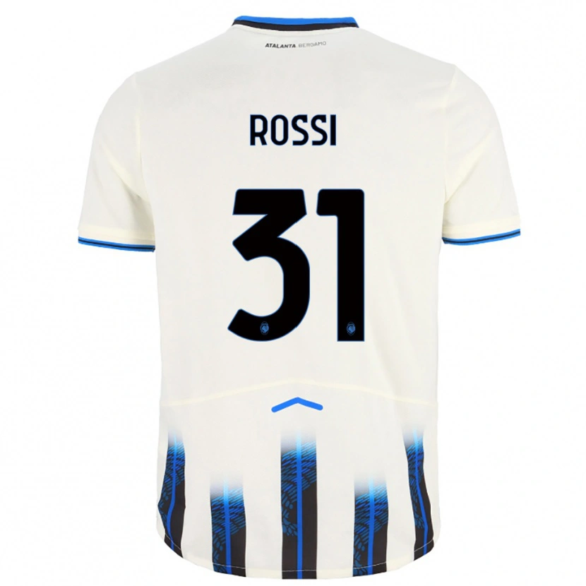 Danxen Enfant Maillot Francesco Rossi #31 Blanc Bleu Tenues Extérieur 2025/26 T-Shirt