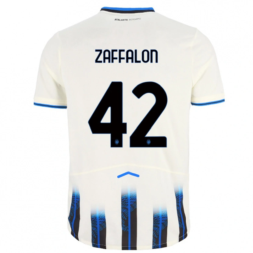 Danxen Enfant Maillot Lorenzo Zaffalon #42 Blanc Bleu Tenues Extérieur 2025/26 T-Shirt