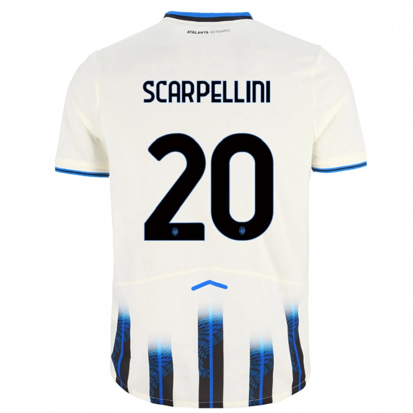 Danxen Enfant Maillot Andrea Scarpellini #20 Blanc Bleu Tenues Extérieur 2025/26 T-Shirt