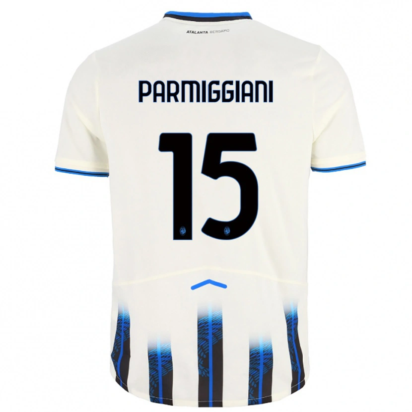 Danxen Enfant Maillot Pietro Parmiggiani #15 Blanc Bleu Tenues Extérieur 2025/26 T-Shirt