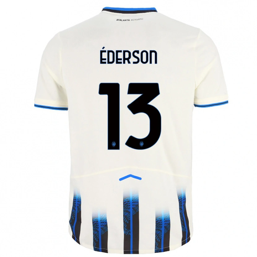 Danxen Enfant Maillot Éderson #13 Blanc Bleu Tenues Extérieur 2025/26 T-Shirt