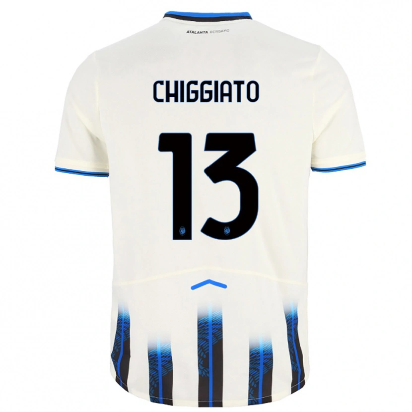Danxen Enfant Maillot Gabriele Chiggiato #13 Blanc Bleu Tenues Extérieur 2025/26 T-Shirt