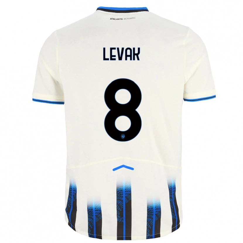 Danxen Enfant Maillot Sergej Levak #8 Blanc Bleu Tenues Extérieur 2025/26 T-Shirt