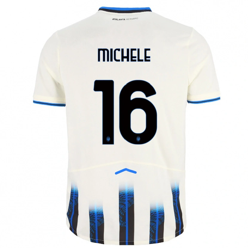 Danxen Enfant Maillot Michele Rinaldi #16 Blanc Bleu Tenues Extérieur 2025/26 T-Shirt