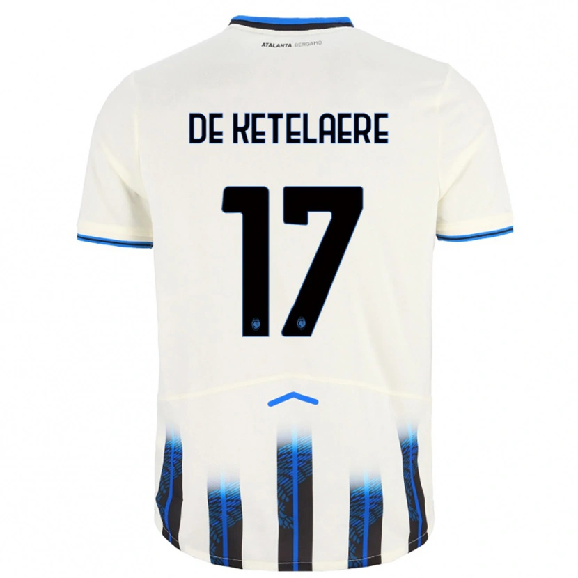 Danxen Enfant Maillot Charles De Ketelaere #17 Blanc Bleu Tenues Extérieur 2025/26 T-Shirt