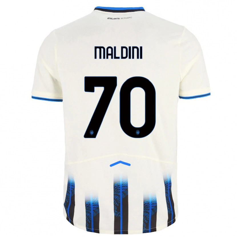 Danxen Enfant Maillot Daniel Maldini #70 Blanc Bleu Tenues Extérieur 2025/26 T-Shirt