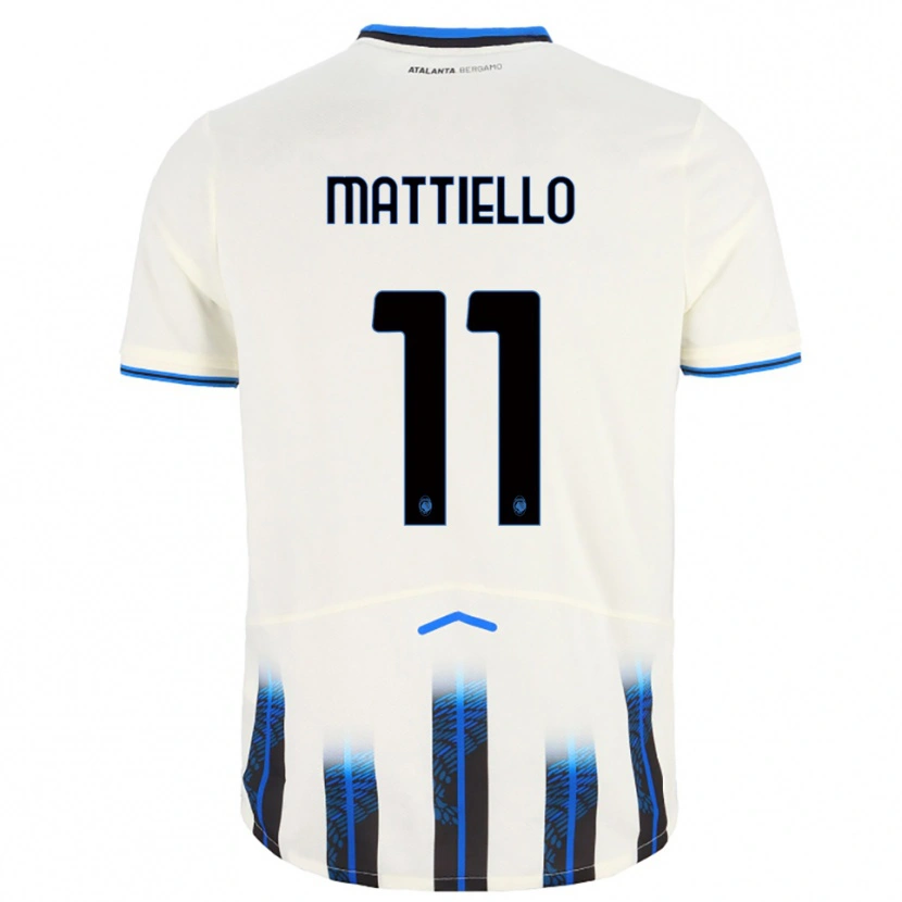 Danxen Enfant Maillot Federico Mattiello #11 Blanc Bleu Tenues Extérieur 2025/26 T-Shirt