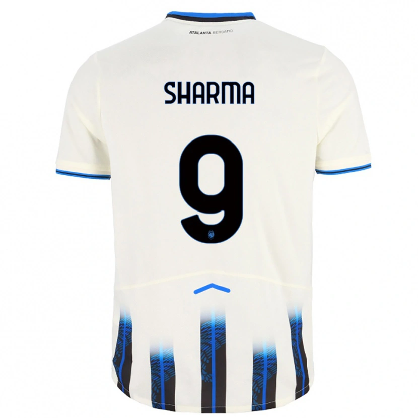 Danxen Enfant Maillot Rahul Sharma #9 Blanc Bleu Tenues Extérieur 2025/26 T-Shirt