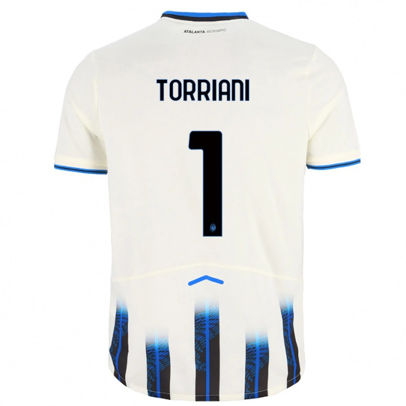 Danxen Enfant Maillot Andrea Torriani #1 Blanc Bleu Tenues Extérieur 2025/26 T-Shirt