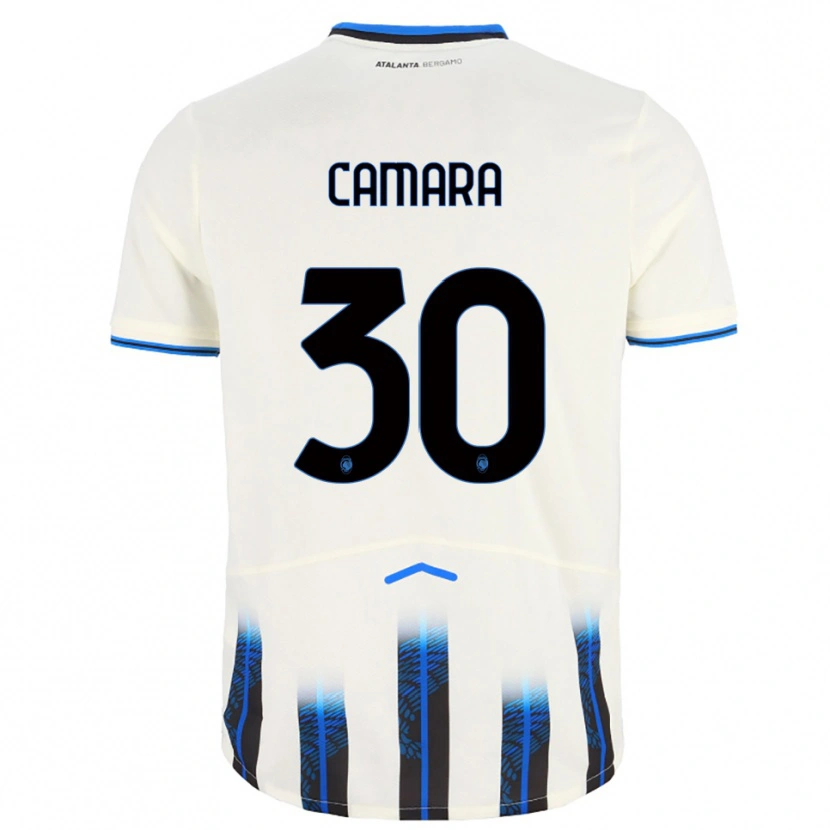 Danxen Enfant Maillot Henry Camara #30 Blanc Bleu Tenues Extérieur 2025/26 T-Shirt