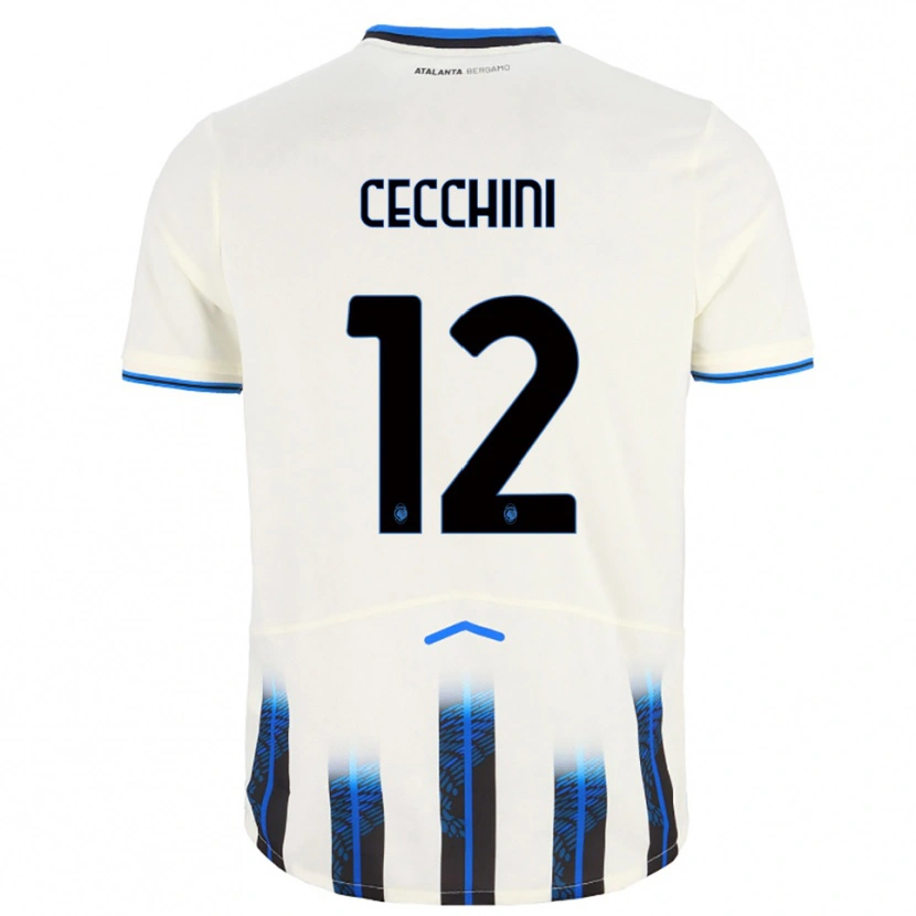 Danxen Enfant Maillot Filippo Cecchini #12 Blanc Bleu Tenues Extérieur 2025/26 T-Shirt