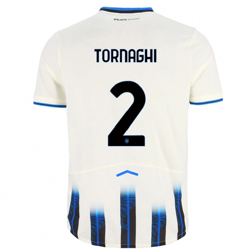 Danxen Enfant Maillot Pietro Tornaghi #2 Blanc Bleu Tenues Extérieur 2025/26 T-Shirt