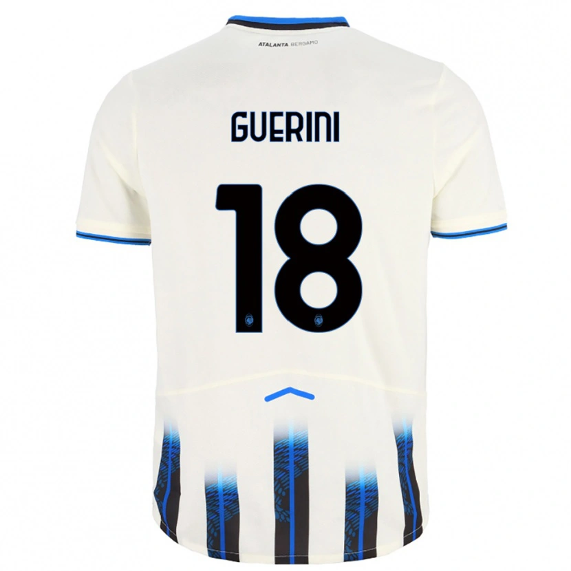 Danxen Enfant Maillot Alessio Guerini #18 Blanc Bleu Tenues Extérieur 2025/26 T-Shirt