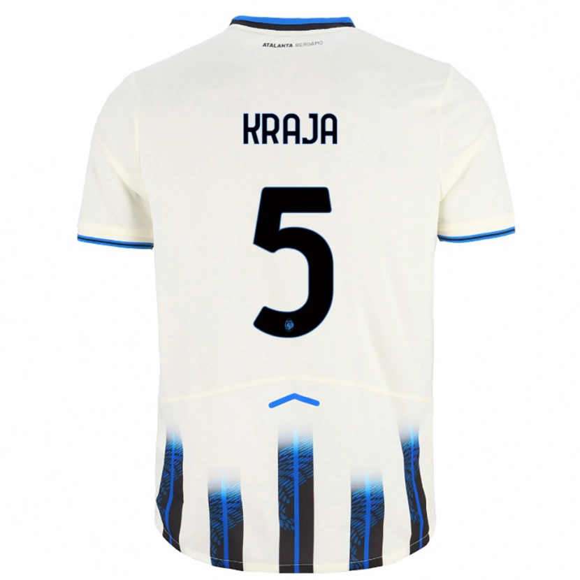Danxen Enfant Maillot Erdis Kraja #5 Blanc Bleu Tenues Extérieur 2025/26 T-Shirt