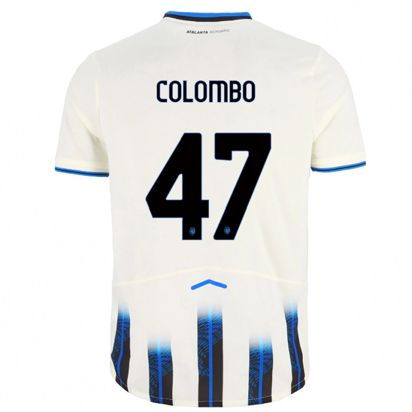 Danxen Enfant Maillot Matteo Colombo #47 Blanc Bleu Tenues Extérieur 2025/26 T-Shirt