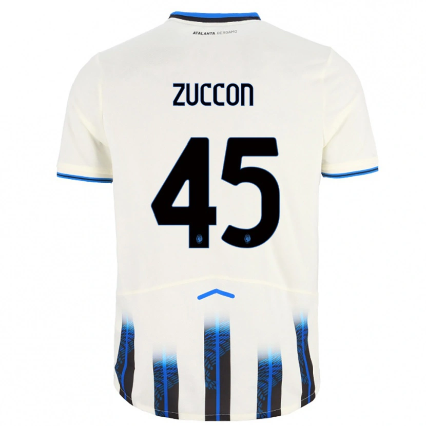 Danxen Enfant Maillot Federico Zuccon #45 Blanc Bleu Tenues Extérieur 2025/26 T-Shirt