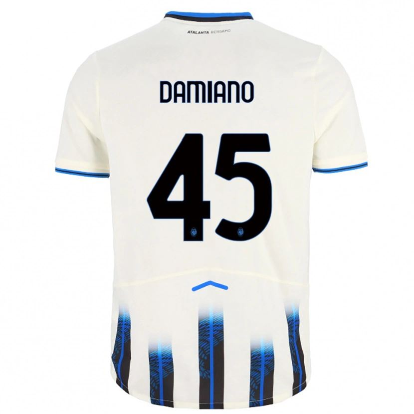 Danxen Enfant Maillot Vincenzo Damiano #45 Blanc Bleu Tenues Extérieur 2025/26 T-Shirt