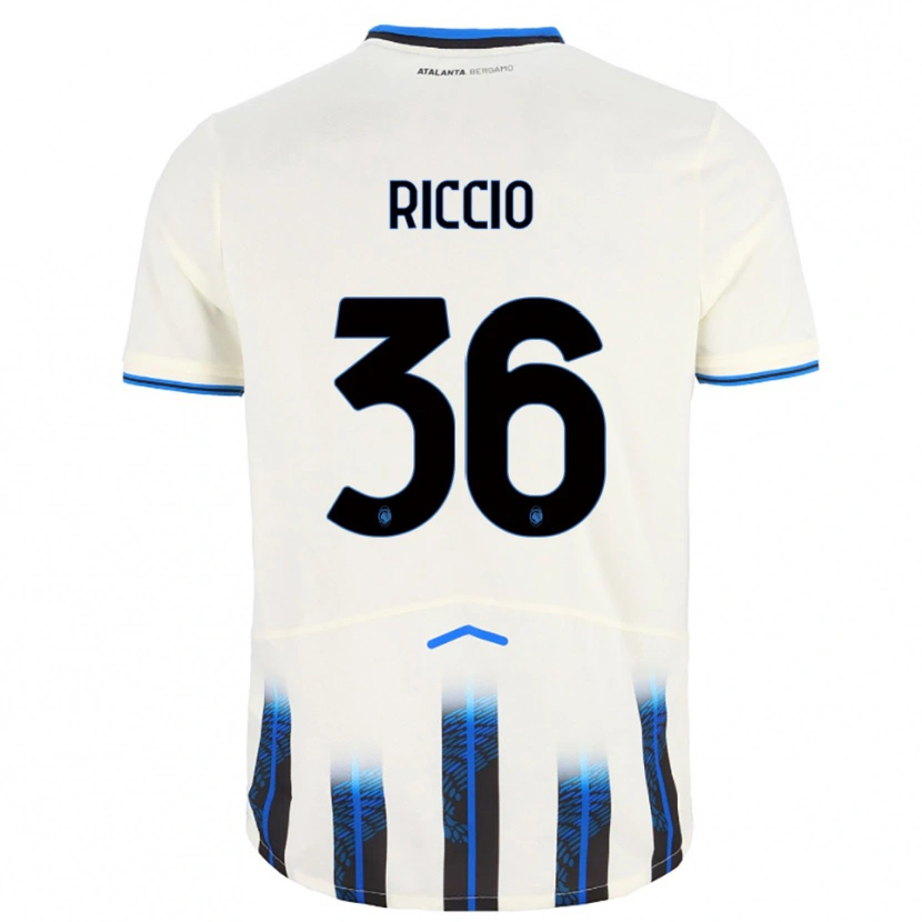 Danxen Enfant Maillot Lorenzo Riccio #36 Blanc Bleu Tenues Extérieur 2025/26 T-Shirt