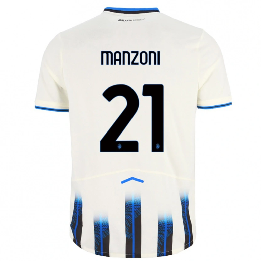 Danxen Enfant Maillot Alberto Manzoni #21 Blanc Bleu Tenues Extérieur 2025/26 T-Shirt