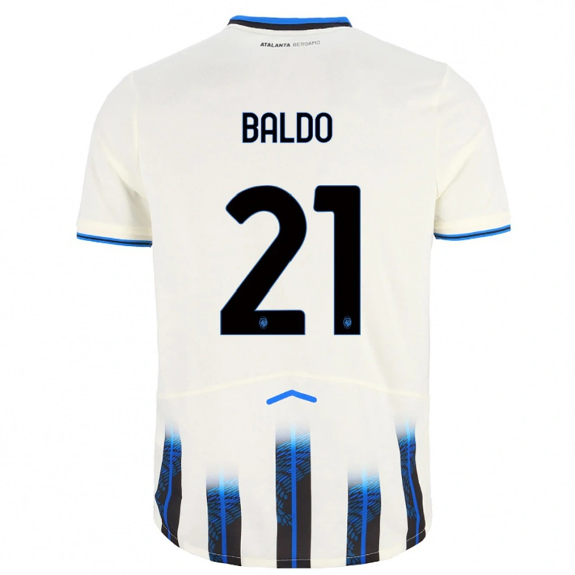 Danxen Enfant Maillot Nicolò Baldo #21 Blanc Bleu Tenues Extérieur 2025/26 T-Shirt