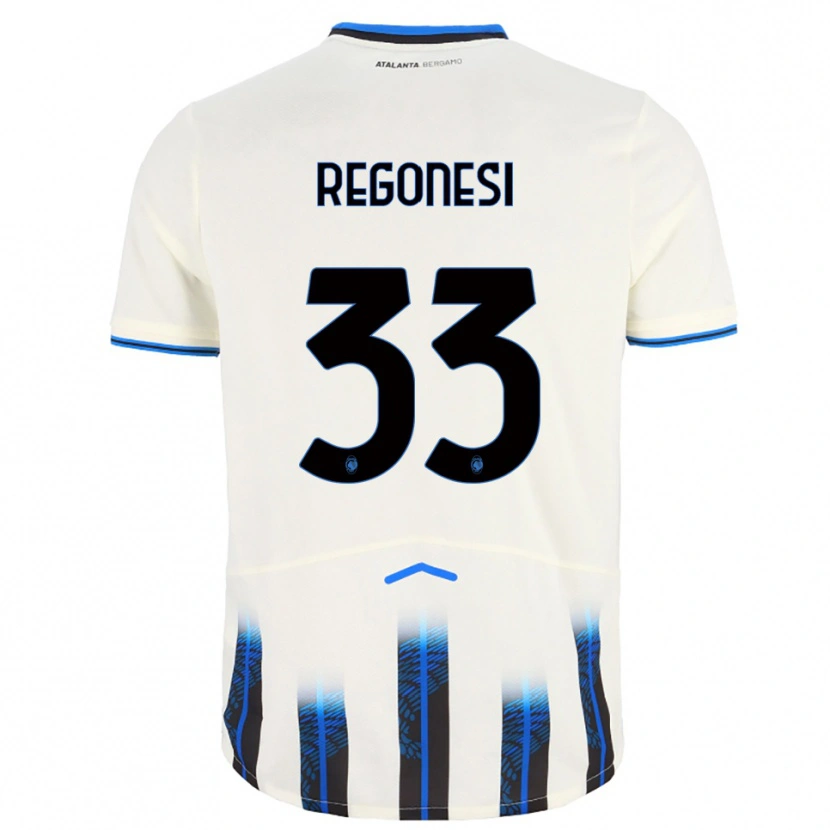 Danxen Enfant Maillot Iacopo Regonesi #33 Blanc Bleu Tenues Extérieur 2025/26 T-Shirt