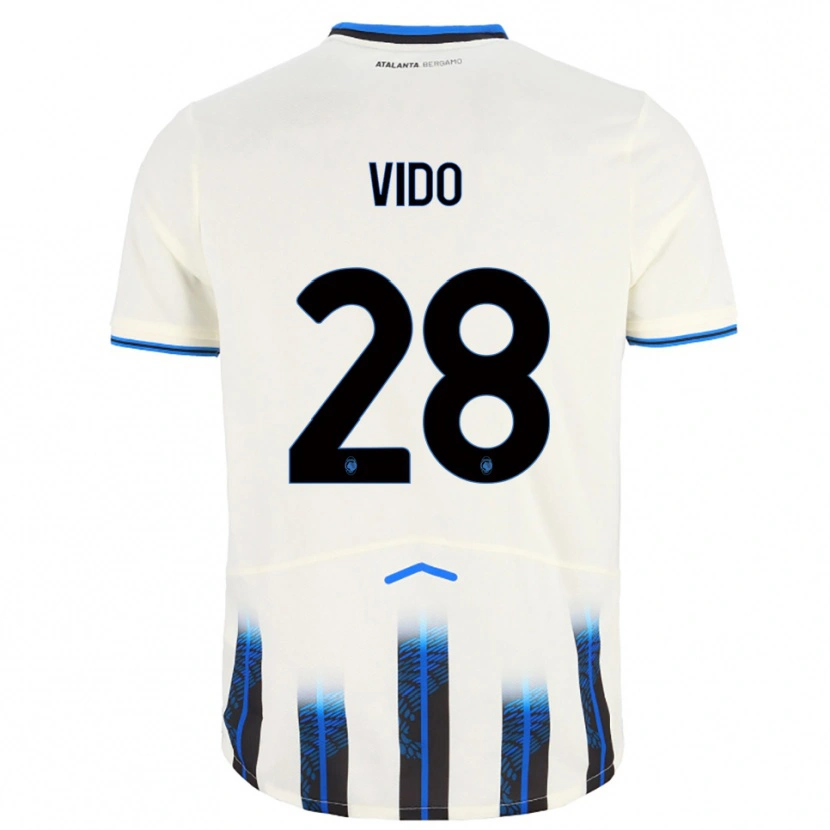 Danxen Enfant Maillot Luca Vido #28 Blanc Bleu Tenues Extérieur 2025/26 T-Shirt