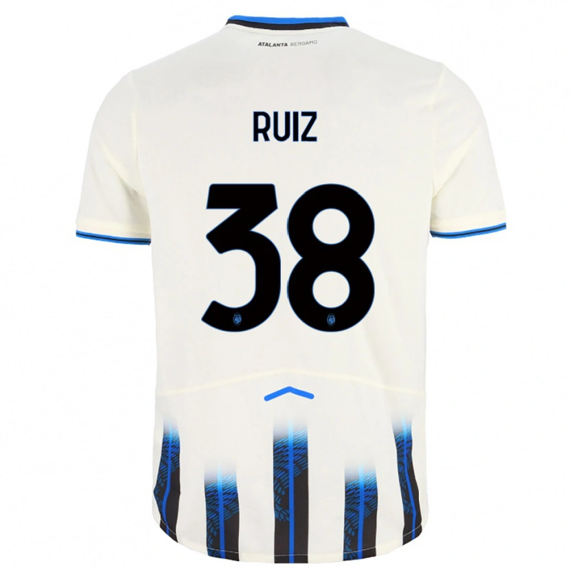 Danxen Enfant Maillot Gerard Ruiz #38 Blanc Bleu Tenues Extérieur 2025/26 T-Shirt