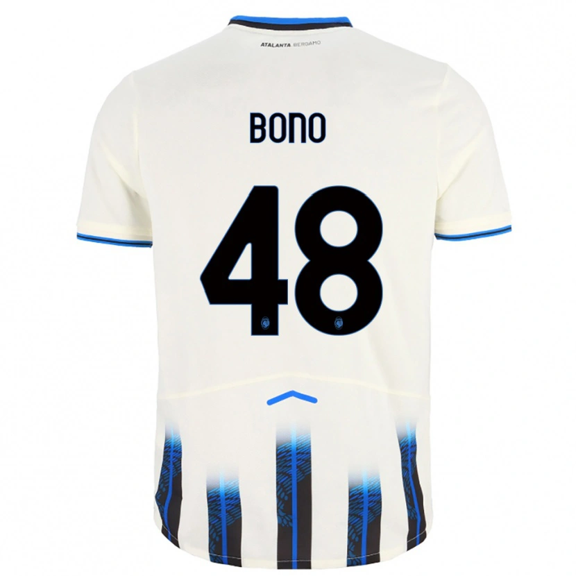 Danxen Enfant Maillot Davide Bono #48 Blanc Bleu Tenues Extérieur 2025/26 T-Shirt