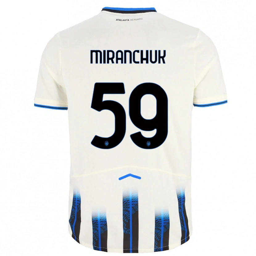 Danxen Enfant Maillot Aleksey Miranchuk #59 Blanc Bleu Tenues Extérieur 2025/26 T-Shirt