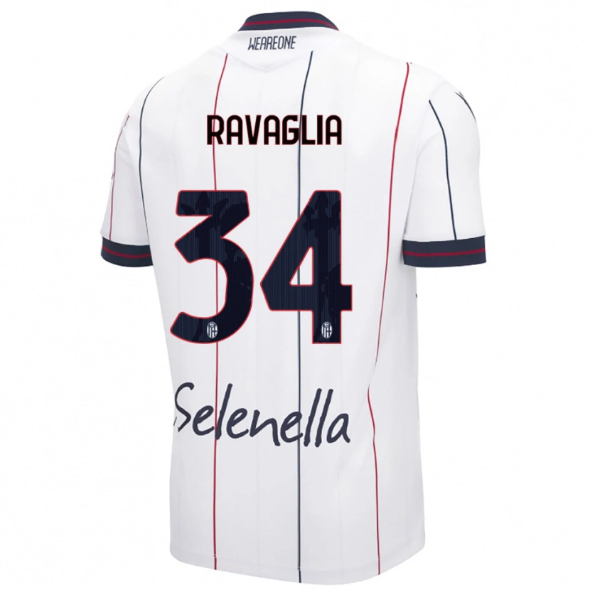 Danxen Enfant Maillot Federico Ravaglia #34 Blanc Bleu Roi Tenues Extérieur 2025/26 T-Shirt