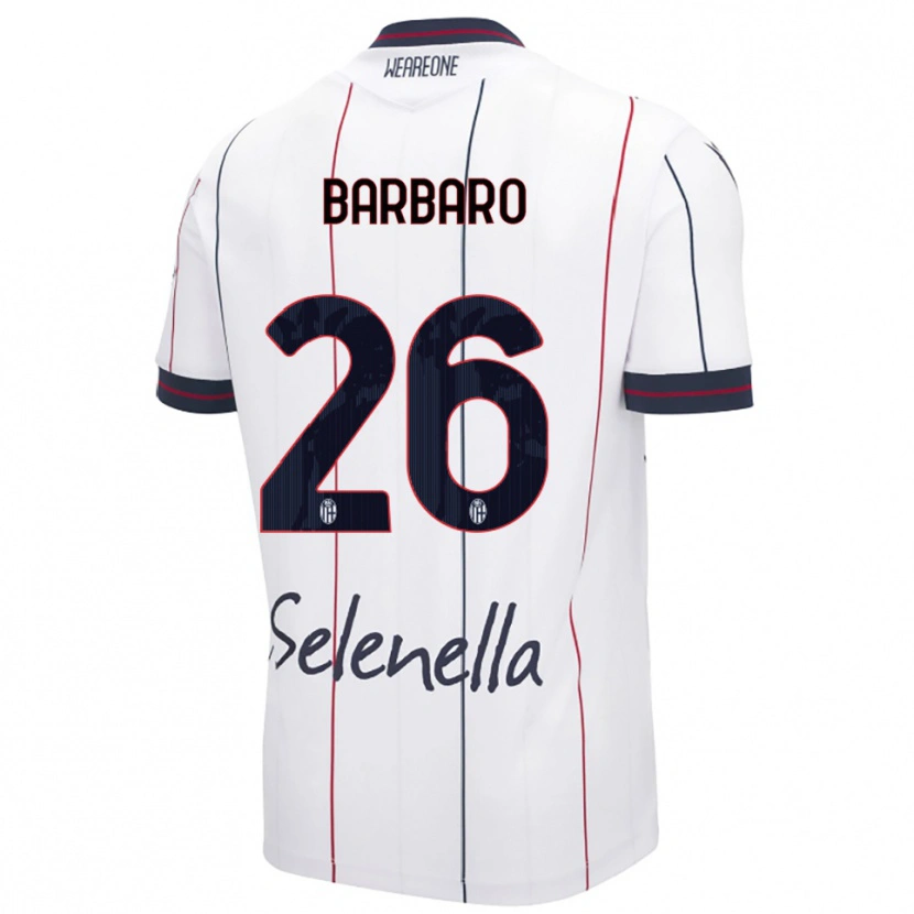 Danxen Enfant Maillot Elia Barbaro #26 Blanc Bleu Roi Tenues Extérieur 2025/26 T-Shirt